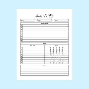 Reading log book KDP interior. Daily book reading tracker and book review i.. Stock Illustration