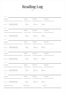 Reading log tracker template vector illustration Stock Illustration