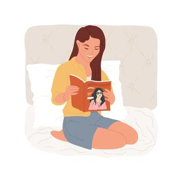 Reading magazines isolated cartoon vector illustration. Stock Illustration