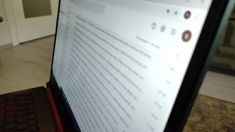 Reading Mail on Laptop Stock Footage 143717088