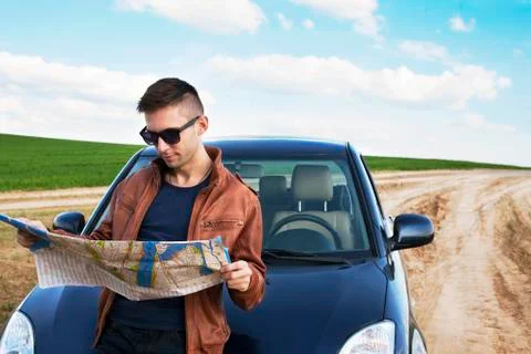 Reading the Map - Stock Image Stock Photos