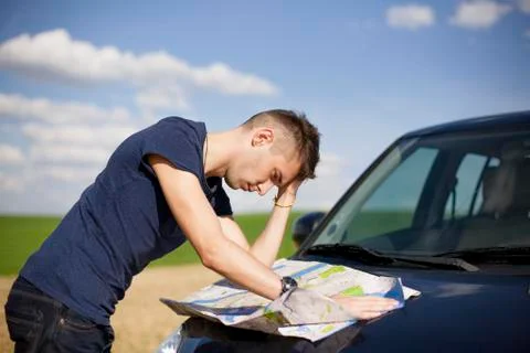 Reading the Map - Stock Image Foto stock