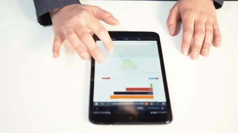 Reading News on Tablet Stock Footage 49285847