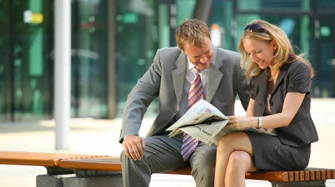 Reading newspaper close Stock Footage 493919