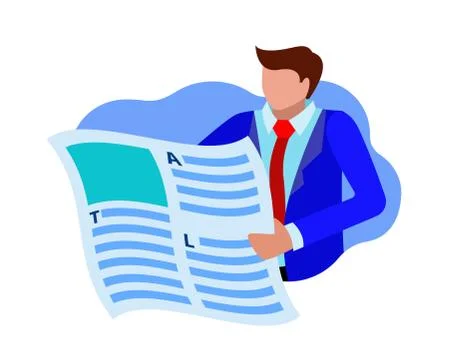 Reading newspaper flat vector Stock Illustration