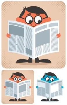 Reading Newspaper Stock Illustration