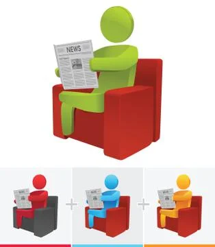 Reading Newspaper Stock Illustration