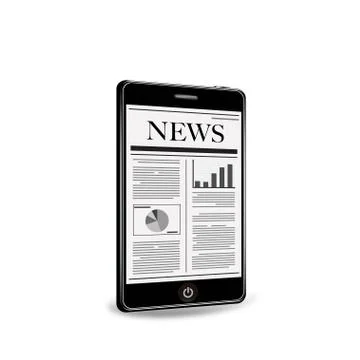 Reading Newspaper with Smartphone Stock Illustration