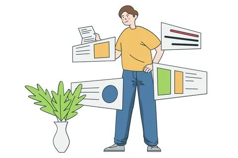 Reading an Online Article or Digital Publication Stock Illustration