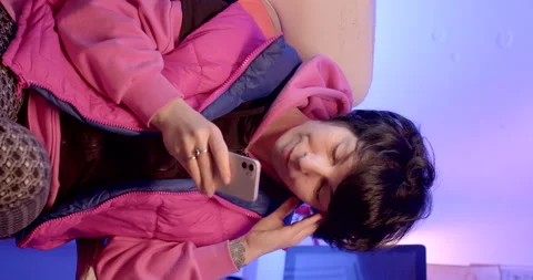 Reading or checking scrip phone can be used to review pre-prepared script notes Video stock 276239662