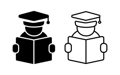 Reading or Learning icon vector with line and filled Stock Illustration