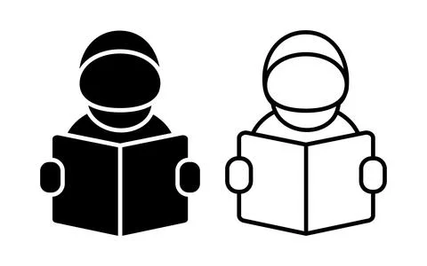 Reading or Learning icon vector with line and filled Stock Illustration