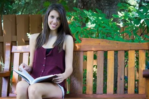 Reading outside - copyspace Stock Photos