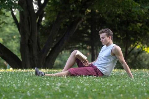 Reading in the park Stock Photos