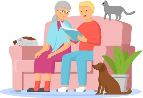 Reading people flat character set with books magazines literature isolated Stockillustratie