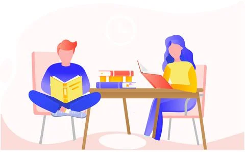 Reading people flat character set with books magazines literature isolated 库存插图
