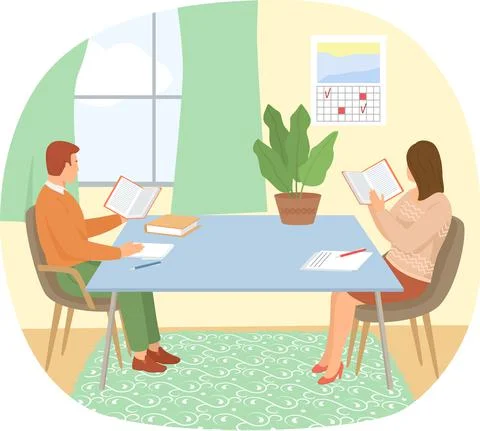 Reading people flat character set with books magazines literature isolated Illustrazione stock