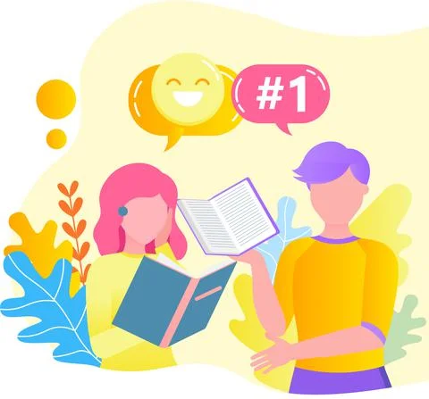 Reading people flat character set with books magazines literature isolated Illustrazione stock