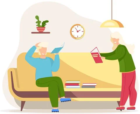 Reading people flat character set with books magazines literature isolated Stock Illustration