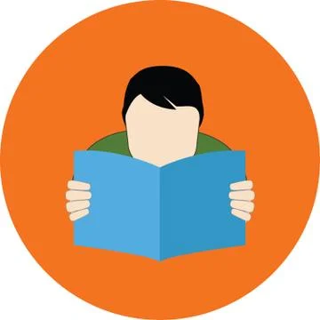Reading person. FAQ concept. Flat design. Stock Illustration