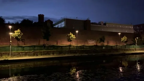 Reading Prison at night in England Stock Footage 279385845