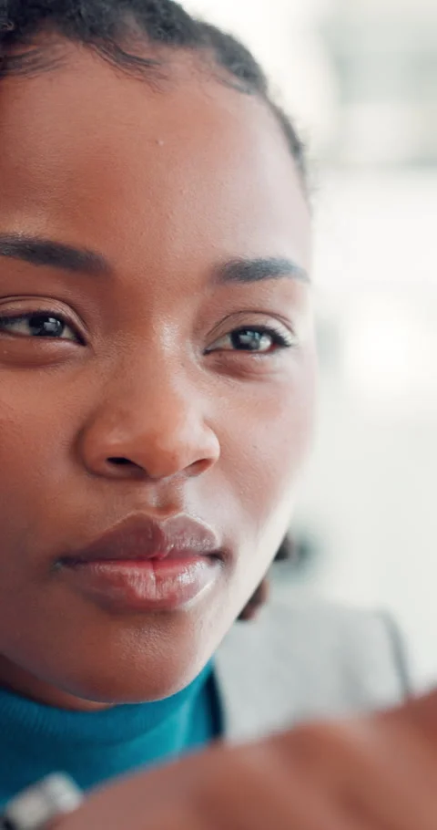 Reading, problem solving and black woman in office for business, planning and Stock Footage 319334433