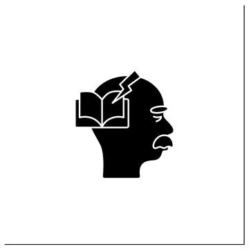 Reading problems glyph icon Stock Illustration