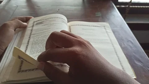 Reading the Quran with Translation Stock Footage 255085873