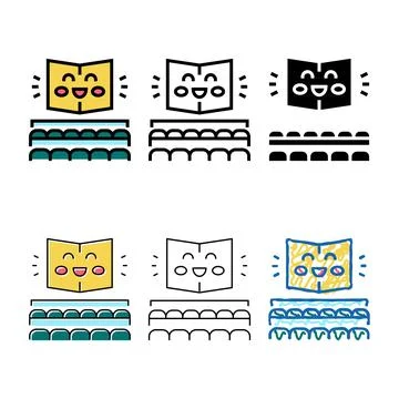 Reading room booking in diversity library color icon vector Stock Illustration