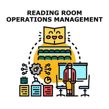 Reading room operations management concept illustration Stock Illustration