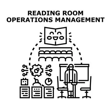 Reading room operations management concept illustration Stock Illustration