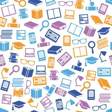 Reading seamless pattern Stock Illustration