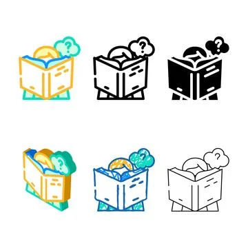 Reading self series study color icon vector イラスト素材