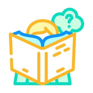 Reading self study color icon vector illustration Stock Illustration