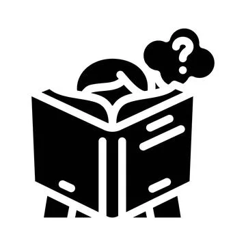 Reading self study glyph icon vector illustration Stock Illustration