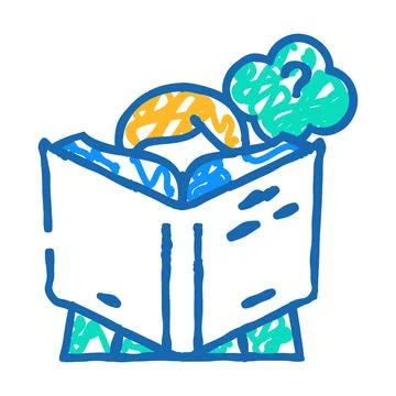 Reading self study icon doodle illustration Stock Illustration