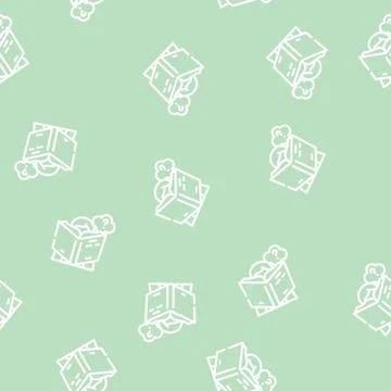 Reading self study line vector seamless pattern 스톡 일러스트