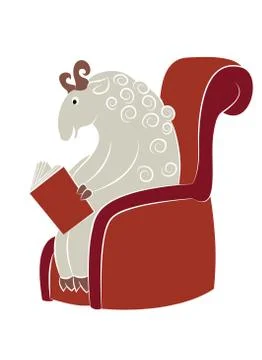 Reading sheep Stock Illustration