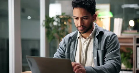 Reading, solution or businessman on laptop in office for problem solving or Stock Footage 314091152