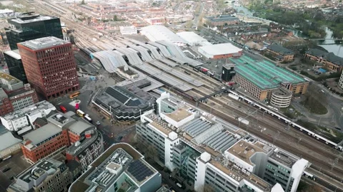 Reading Station backing away train approaching Station Stock Footage 313299996