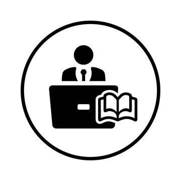 Reading, study, online icon. Black vector Illustration. 스톡 일러스트