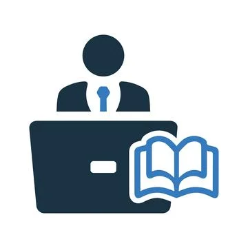 Reading, study, online icon. Editable vector logo. Stock Illustration