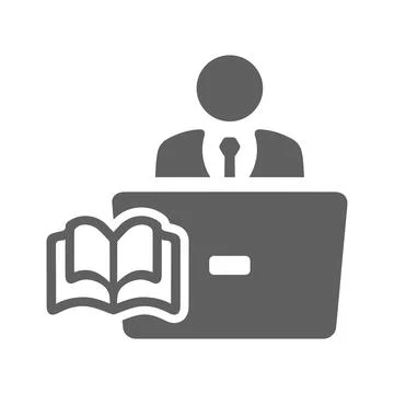 Reading, study, online icon. Gray vector Illustration. 스톡 일러스트