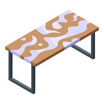 Reading table epoxy icon isometric vector. Wood resin Stock Illustration