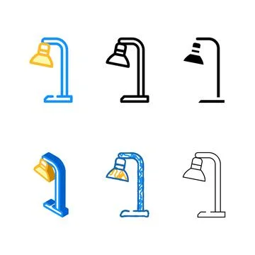 Reading table mix lamp color icon vector Stock Illustration