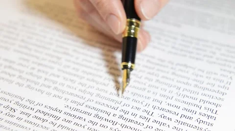 Reading text with a pen, checking text Stock Footage 46128830