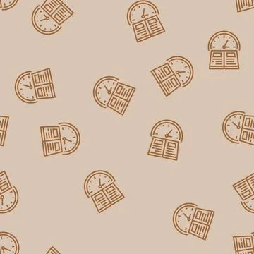 Reading time primary school line seamless pattern Stock Illustration