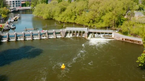 Reading Weir from the Air Stock Footage