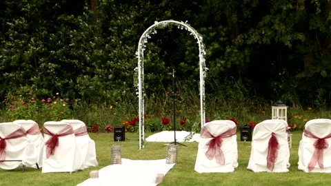 Ready for a backyard wedding Stock Footage 147999561