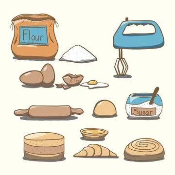 Ready to bake set in cartoon style 스톡 일러스트